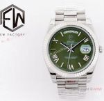 EW Factory Rolex Day-Date EWF 2836 Copy Watch Silver President Olive Green Dial 40mm